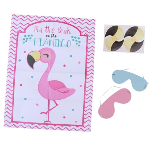 HANABASS 2 Sätze Pin The Beak Spiel Flamingo Thema mit Poster Aufkleber und Augenmaske für Kinderparty Wiederverwendbare Materialien für Unvergesslichen Spielspaß HANABASS 2 Sätze Pin The Beak Spiel Flamingo Thema mit Poster Aufkleber und Augenmaske für Kinderparty Wiederverwendbare Materialien für Unvergesslichen Spielspaß von HANABASS