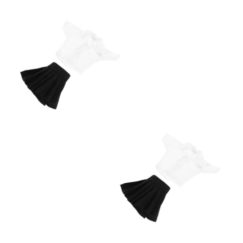 HANABASS 2 Sätze Puppen Kleidung Set Mini Schulmädchen Outfit mit Plissiertem Rock und Shirt Weiches Spielzeugkleid für Stoffpuppen Süßes Vielseitiges Puppen Outfit von HANABASS