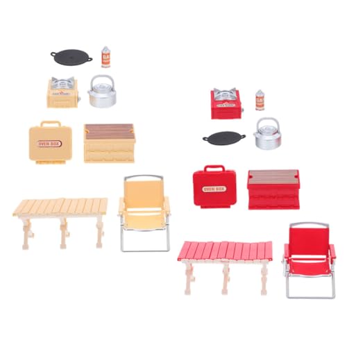 HANABASS 2 Sätze Puppenhaus Zubehör mit Klappstuhl Gasgrill und Picknickzubehör für Rollenspiel und Fantasie Outdoor von HANABASS