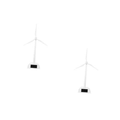 HANABASS 2 Sätze Solarbetriebenes Windmühlenmodell aus Weißem Kunststoff Drehbares Solarturbinen mit Abnehmbarem Display Ständer Einfache Montage ohne Batterien für Schreibtischdeko und von HANABASS