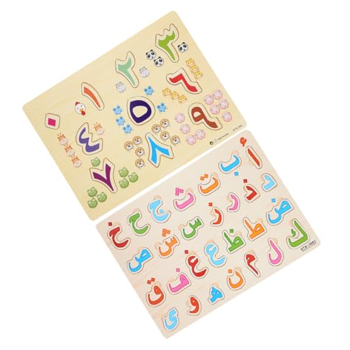 HANABASS 2 Sätze Teiliges Arabisches Alphabet Zahlen Puzzle für Fördert Kognitive Fähigkeiten Formenerkennung für Frühes Lernen von HANABASS