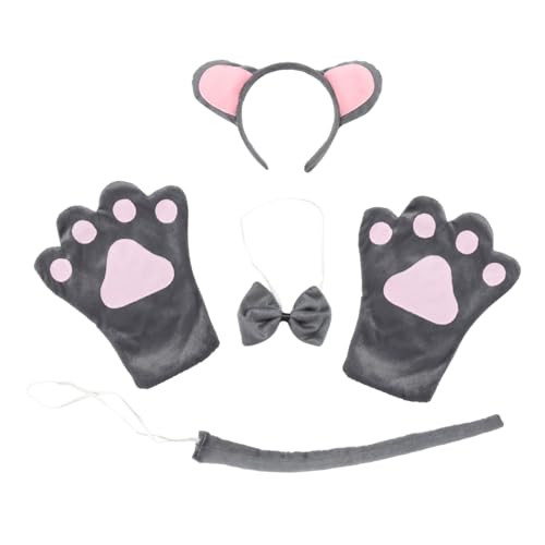 HANABASS 2 Sätze Tierkostüm Mäuse Haarreif Set mit Schleife Halloween Kopfschmuck Cosplay Accessoires für Erwachsene Karneval Party von HANABASS