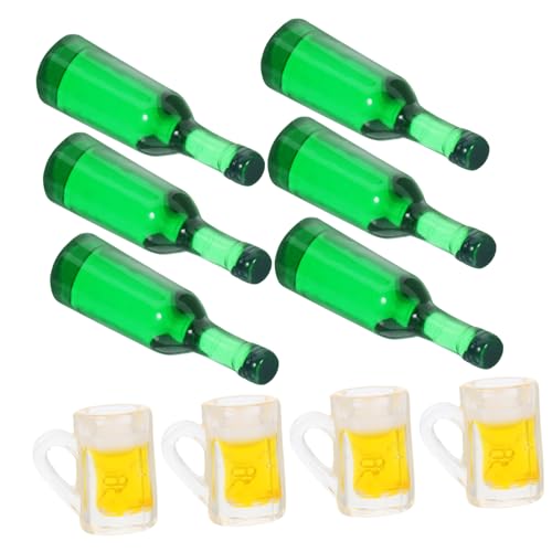 HANABASS 2 Satz Miniatur-Food-Spiel Requisiten Puppenhausmöbel Zubehör Porzellan Dekorativ Mini-Dinge Miniaturdekor Mini-Becher Winzige Ornamente Flaschenstütze Grün Harz von HANABASS