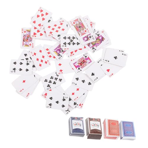 HANABASS 2 Sets Mini Puppenhaus Miniaturen Miniatur Puppenhausdekorationen Kleine Spielkarten Simulierte Spielkarten Mini Spielkarten Miniaturkarten Papier Zufällige Farbe von HANABASS
