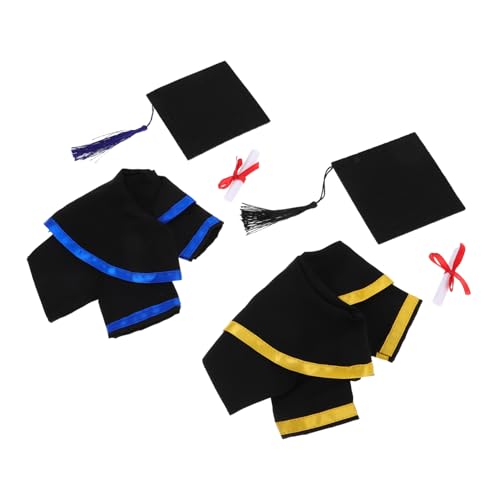HANABASS 2 Sets Puppen-abschlussoutfits: Kuscheltier-ankleidezubehör Mit Hut Und Kragen, Ideal Als Dekoration Für Die Abschlussfeier von HANABASS