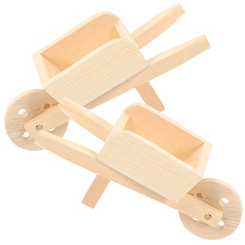 HANABASS 2 Stck. Mini Schubkarre Modell aus Holz für Puppenhaus Realistische Miniatur Garten Deko Mikrolandschaftsornament für Heimdekoration HANABASS 2 Stck. Mini Schubkarre Modell aus Holz für Puppenhaus Realistische Miniatur Garten Deko Mikrolandschaftsornament für Heimdekoration von HANABASS