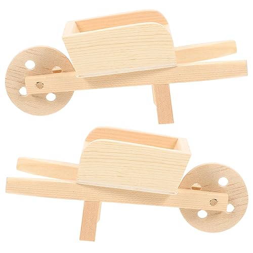 HANABASS 2 Stck. Miniatur Schubkarre Holz Modelle für Puppenhaus Dekoration Kreative Mini Wagen für Garten und Lebendig und von HANABASS