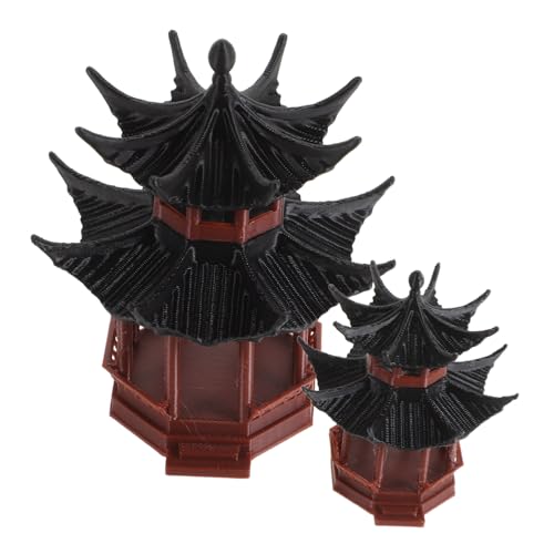 HANABASS 2 Stück Aquarium Pavillon Aquarium Dekorationen Garten Landschaftsornamente Simulation Pavillon Statue Kleine Statuen Außendekor Pavillon Aquarium Kunststoff von HANABASS