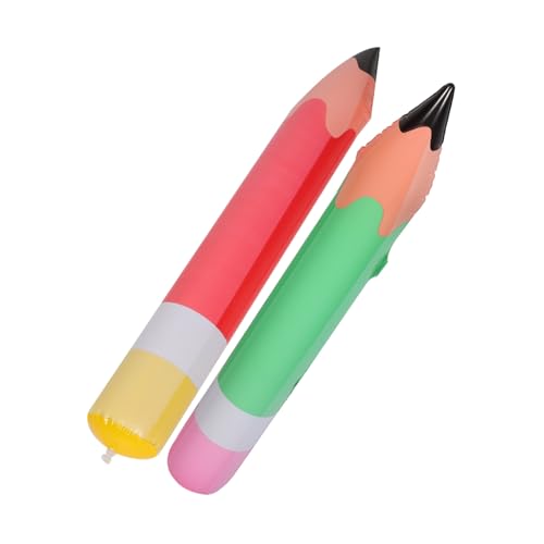 HANABASS 2 Stück Aufblasbare Bleistift Deko PVC Große Leichte Schulparty Dekoration Bunte Wiederverwendbare Bleistiftballons für Innen und Außen für Klassenzimmer und Geburtstagsfeiern von HANABASS