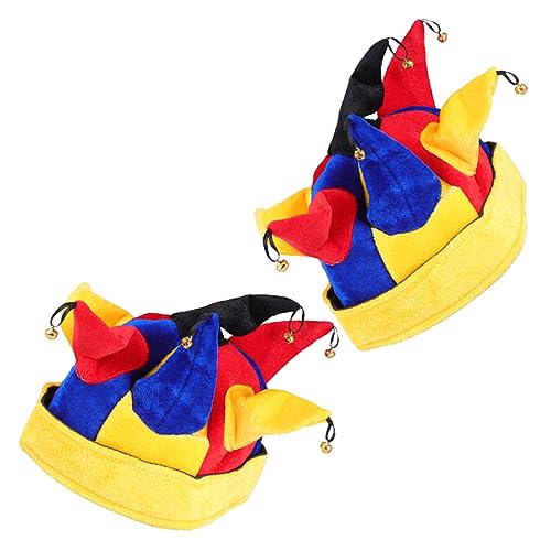 HANABASS 2 Stück Clownhut mit Glocken Lustige Kostüm Kopfbedeckung für Fasching Halloween und Partys und Bequem für Erwachsene Cosplay Accessoire von HANABASS