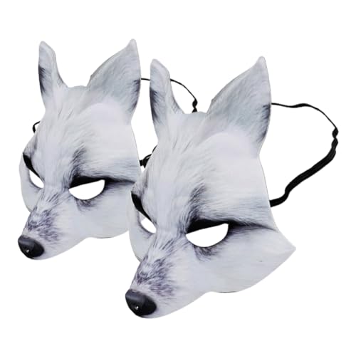 HANABASS 2 Stück Cosplay Fuchsmaske Eva Halbmaske für Halloween Karneval Maskerade Leicht und Bequem mit Elastischem Band für Männer und Frauen Realistische Pelzige Textur für Kostümpartys von HANABASS