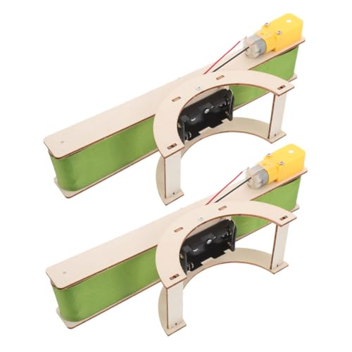 HANABASS 2 Stück Förderband Lernspielzeug Mechanik Modell Wissenschaftliches Mechanik Baukasten stem Förderer-Modellbausatz DIY-Fördermodell hölzern Light Green von HANABASS