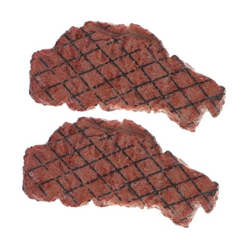 HANABASS 2 Stück Food-Modell Künstliches Steak Prop Essen Realistisch Fleisch Gefälscht Grillspielzeug Steakspielzeug Aus Kunststoff Kochspielzeug Steakdekor Aus Kunststoff Plastik Brown von HANABASS