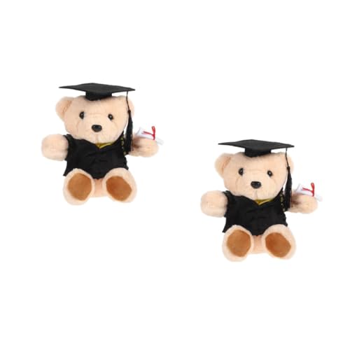 HANABASS 2 Stück Graduationsbär Plüsch Sitzend Doktorhut Abschluss Kuscheltier Weiches Material als Dekoration und Begleiter für Schule und Büro von HANABASS
