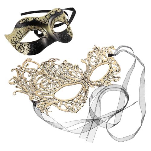 HANABASS 2 Stück Halbgesichtsmaske Spitze Masquerade Masken Wiederverwendbar für Halloween Karneval Ball Cosplay Party Elegante Dekorative Masken mit Dichtem Spitzen Design Gold HANABASS 2 Stück Halbgesichtsmaske Spitze Masquerade Masken Wiederverwendbar für Halloween Karneval Ball Cosplay Party Elegante Dekorative Masken mit Dichtem Spitzen Design Gold von HANABASS