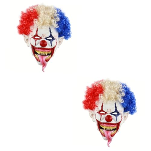 HANABASS 2 Stück Halloween Horrormaske Toothy Clown mit Herausgestreckter Gruselige Cosplay Maske für Erwachsene Bequemes Material Einzigartiges Design für Halloween und Kostümparty HANABASS 2 Stück Halloween Horrormaske Toothy Clown mit Herausgestreckter Gruselige Cosplay Maske für Erwachsene Bequemes Material Einzigartiges Design für Halloween und Kostümparty von HANABASS