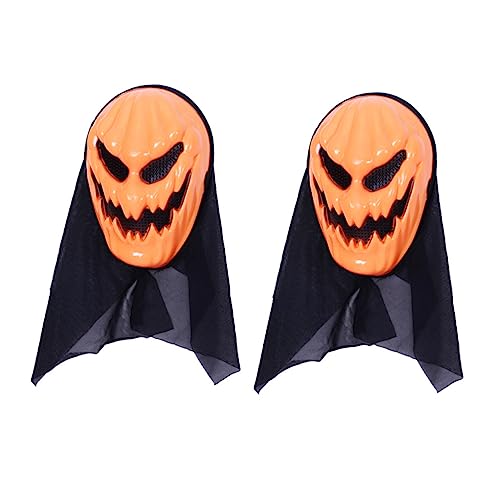 HANABASS 2 Stück Halloween Kürbis Maske Gruselige Schädel Geist Vollkopfmaske Mull Leicht und Elastisch Komfortabel für Erwachsene für Halloween Kostüm Party von HANABASS