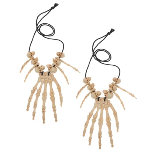 HANABASS 2 Stück Halloween Skelett Halskette aus Robustem Resin Leichte Skull Anhänger Komfortabel und Verschleißfest für Halloween Partys Cosplay und Gothic Looks von HANABASS