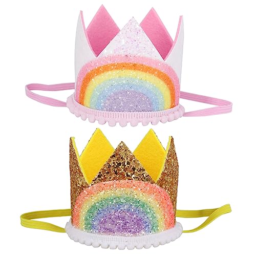 HANABASS 2 Stück Kindergeburtstag Regenbogen Kronen Haarband Elastisch Bequem für Fotoshooting Partydekoration Kleinkinder Mädchen Jungen Geburtstagskrone Kopfband HANABASS 2 Stück Kindergeburtstag Regenbogen Kronen Haarband Elastisch Bequem für Fotoshooting Partydekoration Kleinkinder Mädchen Jungen Geburtstagskrone Kopfband von HANABASS