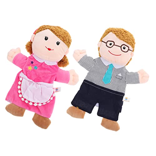 HANABASS 2 Stück Kinderpuppen Lernspielzeug für 3-jährige Handpuppen für Babys Handpuppen für Familienpuppen Plüschpuppen Handpuppenfamilie PP Baumwolle von HANABASS