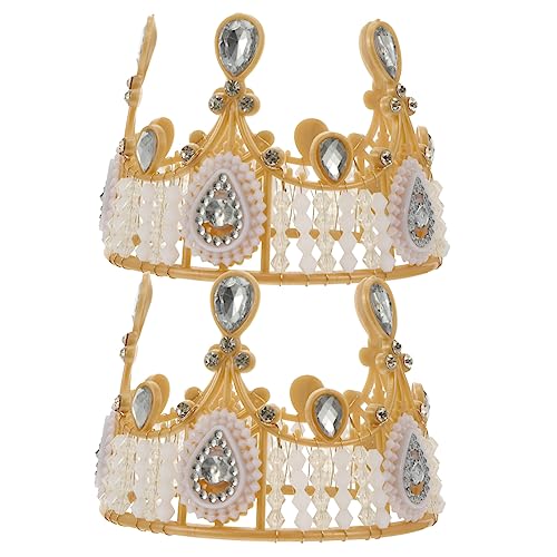 HANABASS 2 Stück Kleine Goldene Kunststoff Kronen Cake Topper für Shower und Kindergeburtstag Dekorative Dessert und Cupcake Dekoration Party Zubehör für Festliche Tortengestaltung von HANABASS
