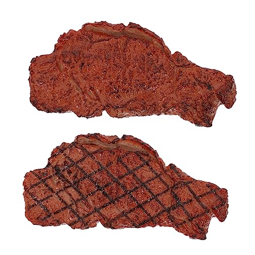 HANABASS 2 Stück Künstliches Steak Modell Lebensechte Dekoration für Fotografie Rollenspiele und Kinderspielzeug und Langlebig für Jungen und Mädchen Simulation von HANABASS