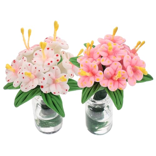 HANABASS 2 Stück Lilien Topfpflanze Kunstminiatur Kleine Dekorationspflanzen Blumentopf Für Draußen Blumen Mini Zubehör Mini Ornament Gefälschter Blumentopf Mini von HANABASS