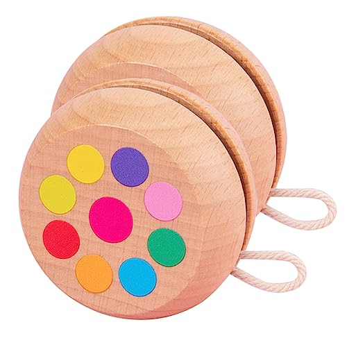 HANABASS 2 Stück Lustige Holz Yo Yos für Outdoor Finger Pädagogisches Holzspielzeug für Kleinkinder Fördert Geschicklichkeit und Hand Augen Koordination von HANABASS