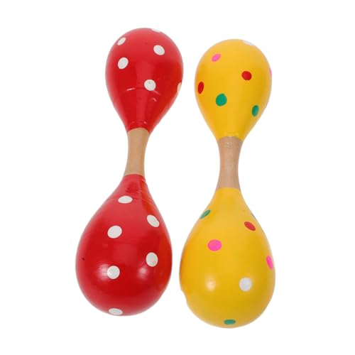HANABASS 2 Stück Maracas aus Holz Doppelseitige Rasseln für Junge Mädchen Leichter Hand-schüttelspaß Farbenfrohe Rhythmus-Instrumente zur Frühkindlichen Musik Hörförderung für Party und von HANABASS