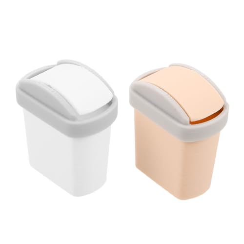 HANABASS 2 Stück Maßstab Leichte und Robuste Pla-Materialien Kleine Abfalleimer für Puppenhaus Dekoration und Mini Möbel Zubehör in Weiß und Beige von HANABASS