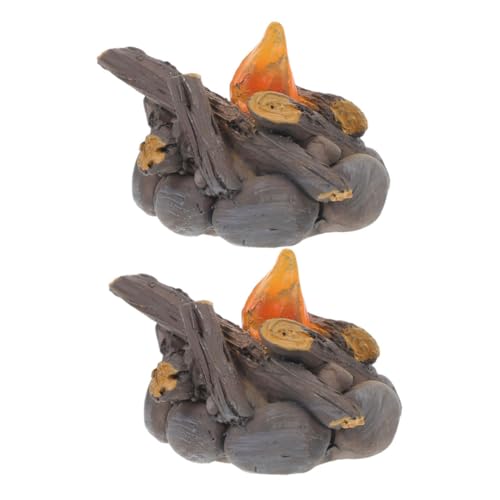 HANABASS 2 Stück Mikro Landschaftsornament Kleines Puppenhaus Zubehör Dekorationen Gefälschtes Winziges Lagerfeuer Miniatur LED Lagerfeuer Figur Garten Flammenloses Lagerfeuer von HANABASS