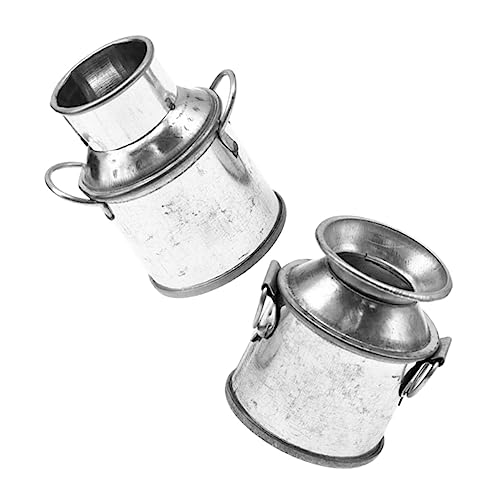 HANABASS 2 Stück Mini Blumentopf Aus Weißblech Winzige Puppenhaus Milchtöpfe Behälter Eimer Milchkännchen Aus Stahl Milchkarton Puppenhaus Zubehör Bauernhaus Milchkännchen von HANABASS