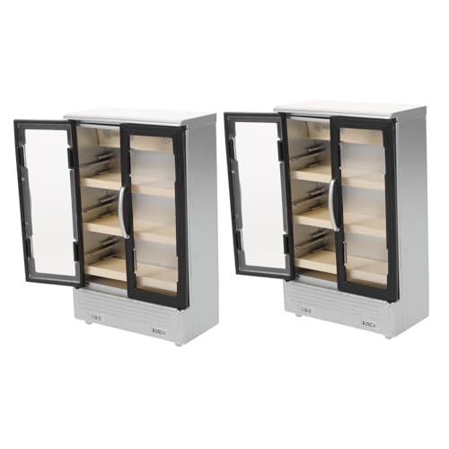 HANABASS 2 Stück Mini Kühlschrank Kleine Doppeltürige Miniatur Kühlschränke für Puppenhaus Realistische Mini Fridge für Rollenspiele und Puppenküchen Zubehör von HANABASS