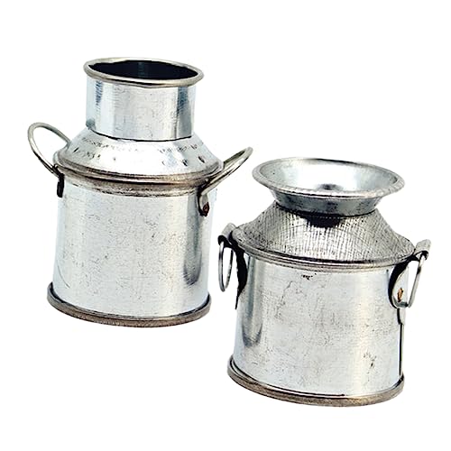 HANABASS 2 Stück Mini Metall DIY Eimer Puppenhaus Lebensmittelbehälter Milchkännchen Puppen Mini Puppe Miniatur Puppenhaus Mini Milchglas Süßes Puppenhaus Milchkannenhäuser von HANABASS