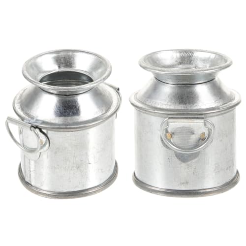 HANABASS 2 Stück Mini Metall Milchkanne Mini Blumentopf Miniatur Eimer Realistische Puppenhaus Dekoration Mikro Garten Zubehör Kreative Hand Auge Koordination von HANABASS