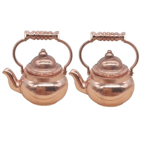 HANABASS 2 Stück Mini Modell Puppenhaus Küchenmöbel Puppenhausmöbel Dekoration Puppenhaus Spielzeughaus Miniatur Teekessel Mini Teekessel Mini Wasserkocher Legierung Golden von HANABASS