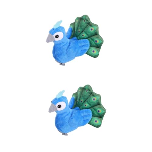 HANABASS 2 Stück Mini Pfau Fingerpuppe Kuscheltier Handpuppe für Interaktives Storytelling Handgefertigt Robust Niedliches Mini Vogel Design für Rollenspiele und Sammlungen von HANABASS