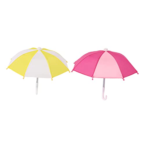 HANABASS 2 Stück Mini Regenschirm Verstellbare Miniatur Regen und Sonnenschirme für Puppenhäuser Dekoration und Fotografie Rosé Weiß Gelb Weiß von HANABASS