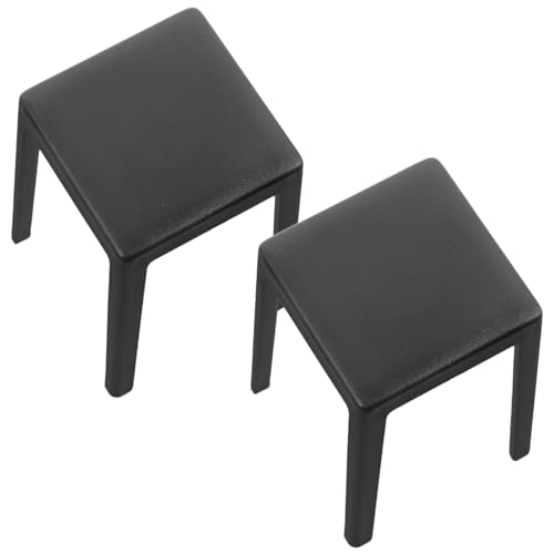 HANABASS 2 Stück Mini -Stuhlmodell Mädchen Miniatur Mini-Haushocker Puppenhaus-Kunststoffhocker Mini-Hocker aus Kunststoff Mini -Hausmöbel Mini Möbelmodelle Kleiner Hocker Plastik Schwarz von HANABASS