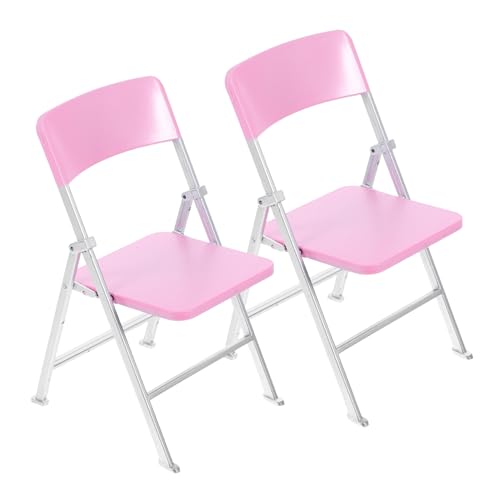 HANABASS 2 Stück Mini-klappstuhl Miniaturen Falten Faltbar Zu Mini Klappstuhl Puppenhaus Mini- Winzig Für Puppenstubenmöbel Puppenhausmöbel Mini Möbel Drinnen Rosa PVC von HANABASS