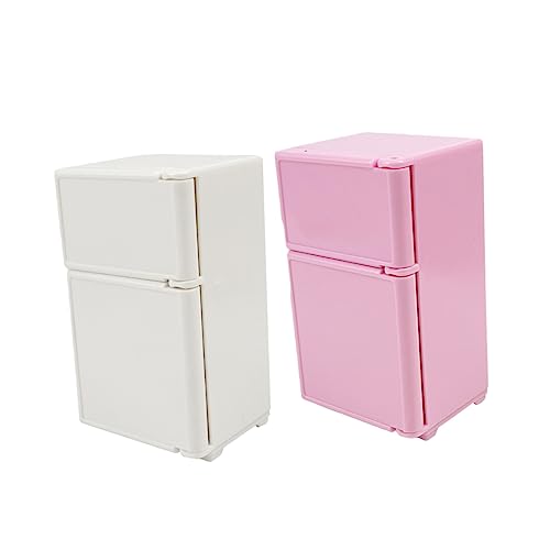 HANABASS 2 Stück Mini-möbelmodell Mini -puppenkühlschrank Puppenstubenmöbel Küche Puppenhaus-kühlschrank Mini Dollhouse Kühlschrank Miniatur Spielzeugkühlschrank Plastik von HANABASS