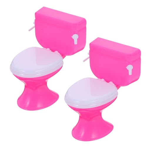 HANABASS 2 Stück Mini -tischtoilette Miniatur Winzige Möbel Puppentoilette Puppenhaus-töpfchen Winzige Spielzeugtoiletten Erste Winzige Hausmöbel Mini Möbel Plastik Rosa Zufällige Farbe von HANABASS
