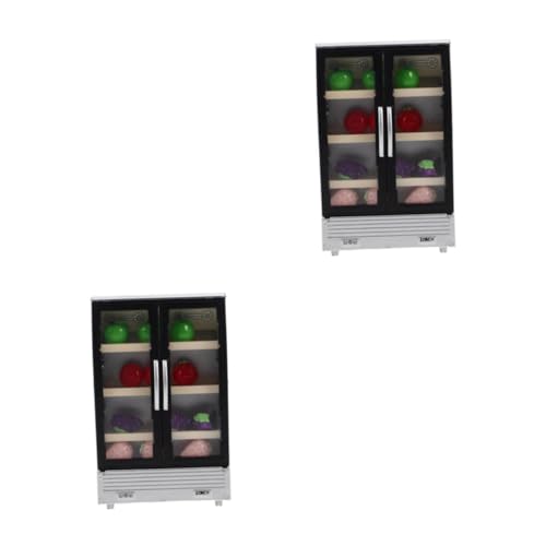 HANABASS 2 Stück Miniatur Kühlschrank Modell Doppel Tür Realistische Simulation Plastik Puppenhaus Möbel Mini Kühl und Gefrierschrank mit Früchten Foto Requisit für Puppenhaus Szenen HANABASS 2 Stück Miniatur Kühlschrank Modell Doppel Tür Realistische Simulation Plastik Puppenhaus Möbel Mini Kühl und Gefrierschrank mit Früchten Foto Requisit für Puppenhaus Szenen von HANABASS