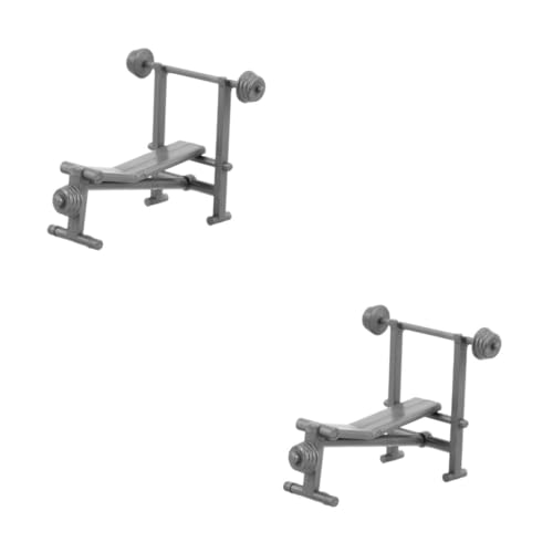 HANABASS 2 Stück Miniatur Puppenhaus Fitnessgeräte DIY mit Realistischer Hantelbank und Langhantel Detailgetreue Trainingsausrüstung für Puppenhaus Dekoration und Kreative von HANABASS