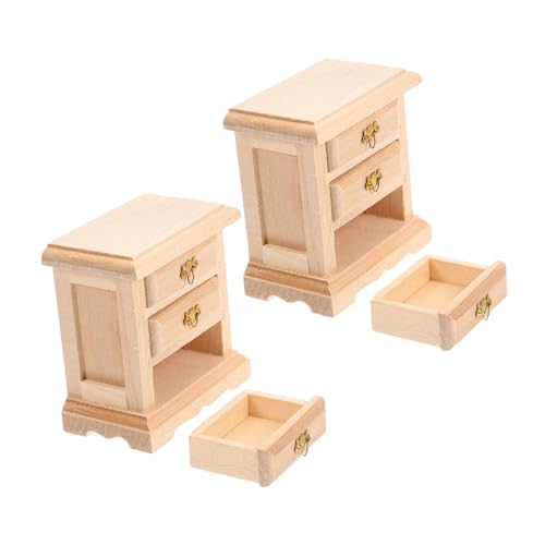 HANABASS 2 Stück Miniatur Puppenhaus Möbel Holz Nachttisch Modell Kompakt Leicht Vielseitig für DIY und Puppenhaus Dekoration Verarbeitung für Schreibtisch und Vitrine von HANABASS