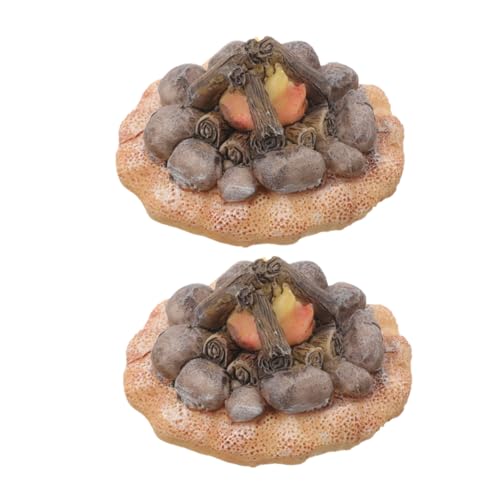 HANABASS 2 Stück Miniatur Resin Modell Realistisch Gestaltetes Puppenhaus Zubehör Vielseitige DIY Dekoration für Garten und Festtage Detailreiche Feuerstelle für Mikro Landschaften von HANABASS