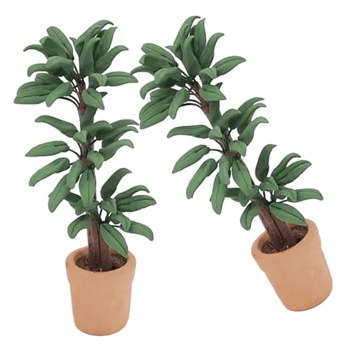 HANABASS 2 Stück Miniatur Topfpflanzen Puppenhaus Topfpflanzen Puppenhaus Gartenpflanzen Mini DIY Bonsai Modell Mini Bonsai Schmuck Miniatur Pflanzenmodell Miniatur Bonsai von HANABASS