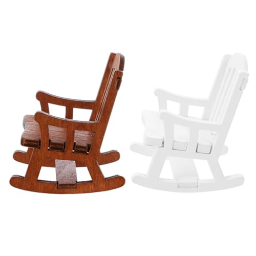 HANABASS 2 Stück Miniature House miniaturhaus Miniaturmöbel stylingbã¼rsten holzstuhl Puppe Miniaturen ästhetische Raumdekoration schaukelstuhl Kinderaccessoire Stuhlmodell hölzern von HANABASS
