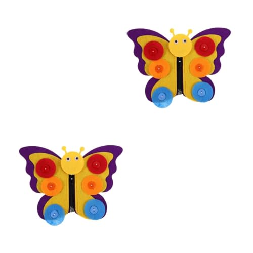 HANABASS 2 Stück Montessori Lernspielzeug Knopf und Reißverschluss Übungsset aus Kindersicherem Vliesstoff Motorikförderndes Schmetterlings Bastelkit für Vorschulkinder Kreativspielzeug zur von HANABASS