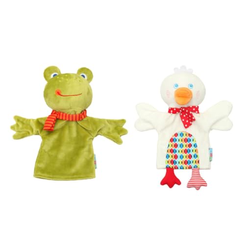 HANABASS 2 Stück Niedliche Handpuppen Teilig Frosch und Ente Interaktive Stofftier Handpuppen für Eltern Junge Mädchen Kommunikation und Fantasie für Vorschule und Geburtstag von HANABASS